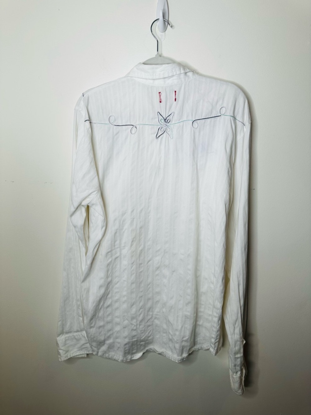 Vintage Red White Western Embroidered Snap Shirt Cowboy XL - Picture 6 of 9